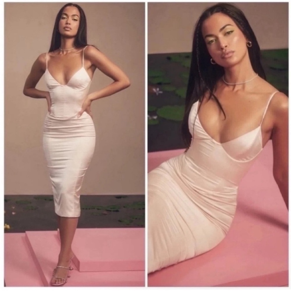 NWT House Of CB Gisele Satin Corset Midi Dress